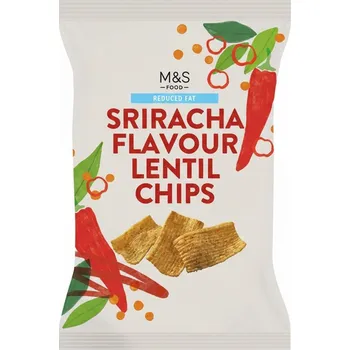Chips Marks & Spencer Lupínky z čočkové mouky s kousky sušených chilli papriček a rajčat