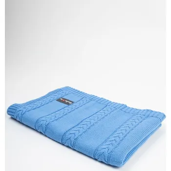 Dřevěná hračka Kinder Hop - Pletená dětská deka, 100% bavlna, 90x65 cm Barva: Modrá