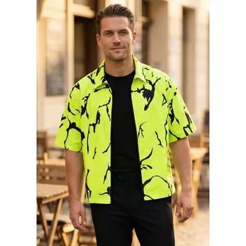 Pánská košile Pánská košile premium ALTISPORT VOJ/ALM052KOS01 NEON GREEN M