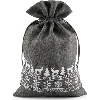 Vánoční dekorace Vánoční dárkový pytlík 20x30 cm imitace juty, malé, 3 šedá