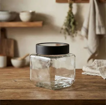 Dóza na potraviny Skleněná čtvercová nádoba 0,5 l