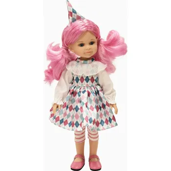 Panenka Realistická panenka Cleo - harlekýnka - růžové vlasy od f. Paola Reina ze Španělska (Las Amigas -32 cm - limitovaná edice)