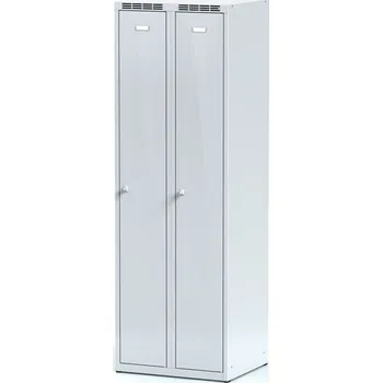 Nábytek B2B Partner Kovová šatní skříňka s7, 2 oddíly, 1800 x 600 mm, cylindrický zámek, šedé dveře
