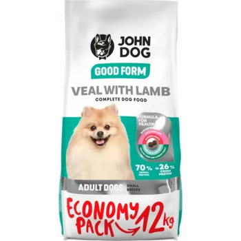 Krmivo pro psa JOHN DOG Good Form Adult Mini Veal with lamb - suché krmivo pro psy - 12 kg