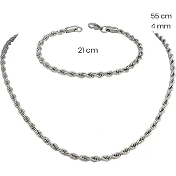 Souprava šperků Ocelový náhrdelník + náramek 24324755