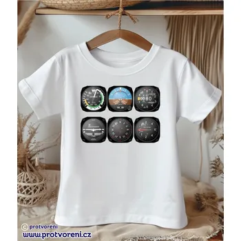 Trička s potiskem Tričko s potiskem, dětské, PŘÍSTROJOVÁ DESKA INDIKÁTORY - LETADLO, 1 ks zvolte VELIKOST trička ZDE:: 3/4 let Beagle
