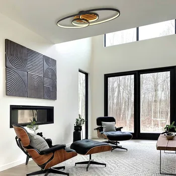 Globo LED stropní svítidlo Tisha I, matná černá/dřevo, délka 85 cm černá matná, dřevo, opálová 1 x 40 W - Doprava zdarma