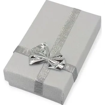 Dárková krabička Akvamarín-klenoty Dárková šperková krabička – stříbrná s mašličkou | Elegantní mini kazeta na šperk Elegantní mini kazeta na šperk