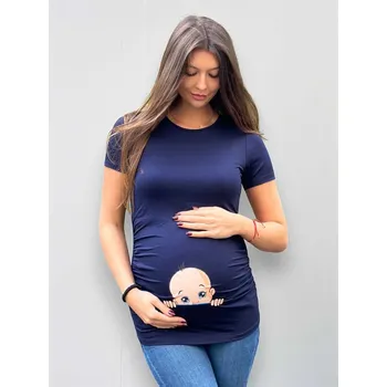 Mama L'amour Vtipné těhotenské tričko kluk tmavě modré Velikost: XS