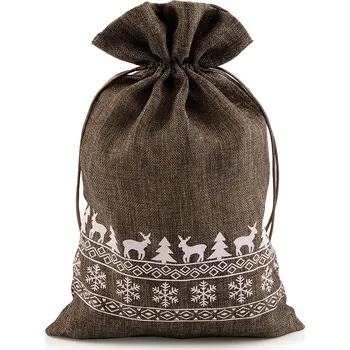 Vánoční dekorace Vánoční dárkový pytlík 20x30 cm imitace juty, malé, 6 hnědá tmavá