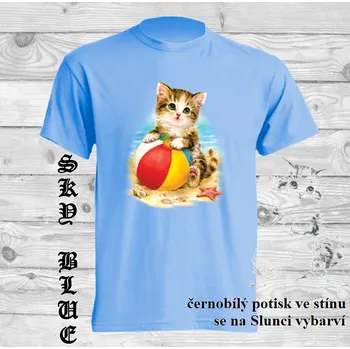 detske-tricko_uv_potisk_kote_balon Barva: Sky blue - nebesky modrá, velikost: 92