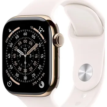 Chytré hodinky Apple Watch Series 11 GPS + Cellular 42mm Gold Titanium Case with Light Blush Sport Band - S/M MF8W4MP/A