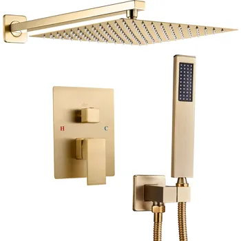 Vevor Sprchový set 30,5 cm čtvercová hlavice, ruční sprcha, broušené zlato