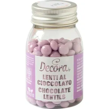 Jedlá dekorace na dort Decora čokoládové mini lentilky světle fialové (80 g)