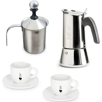 Moka konvice BIALETTI Venus na 6 šálků espressa (6 oz) II - kávovar z nerezové oceli se šálky a napěňovačem