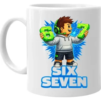 Žertovný předmět 67 Six Seven - hrnek s potiskem - inspirované Roblox- Tričkový.cz