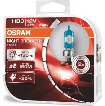 Autožárovka krabička HB3 12V 60W P20d NIGHT BREAKER LASER 2ks +150%