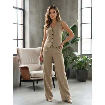 Dámský béžový komplet s vestou , VELIKOST UNI ( XS, S, M )