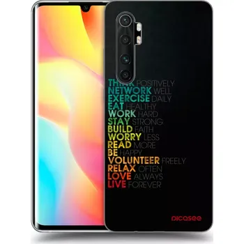 Pouzdro na mobilní telefon Picasee silikonový černý obal pro Xiaomi Mi Note 10 Lite - Motto života