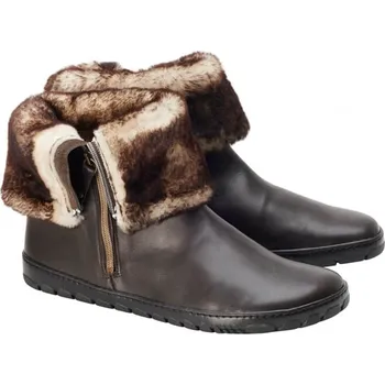 Dámská zdravotní obuv ZAQQ HUQ black / brown / dark brown 37-48 (kožíšek jen nahoře) NAPPA/NAPPA/FUR Dvouvrstvá hlazená kůže, kožešinka Hnědá tmavá 42