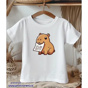 Trička s potiskem Tričko s potiskem, dětské, KAPYBARA s papírem, 1 ks zvolte VELIKOST trička ZDE:: 5/6 let Beagle