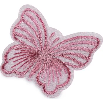 Nášivka Motýl vyšívaný na monofilu k našití a nalepení, střední, 9 starorůžová