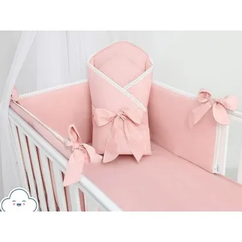 Dětská postýlka Postýlka s kompletní výbavou koronka růžová