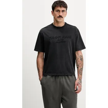 Pánské oblečení Bavlněné tričko Tommy Jeans DM0DM22330 černá 99X, vel. L