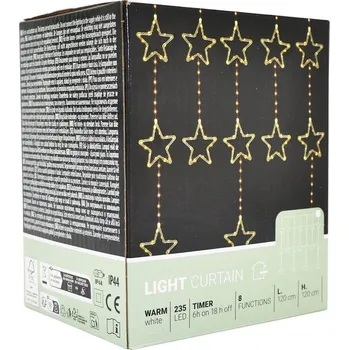 Vánoce Světelné závěsy na vánoční stromek 120x120 CM 235LED WHITE STARS NEPLATÍ