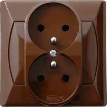 Elektrická zásuvka Zásuvka dvojitý Ospel Akcent s uzemněním hnědé