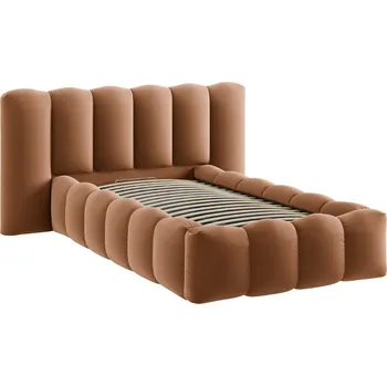 Postel Micadoni Terakotově oranžová sametová postel Lupine 90 x 200 cm s úložným prostorem