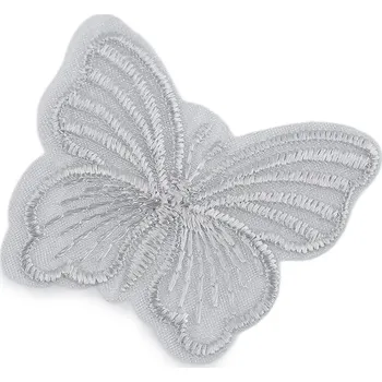 Nášivka Motýl vyšívaný na monofilu k našití a nalepení, střední, 11 šedá světlá
