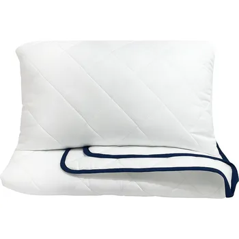 přikrývka SET Prošívaná přikrývka 140x200 cm + polštář 70x90 cm bílá s modrým lemováním
