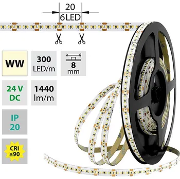 LED páska McLED ML-126.736.60.1 LED pásek SMD2216 WW, 300LED/m, 18W/m, 1440lm/m, IP20, DC 24V, 8mm, 30m