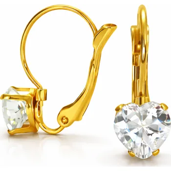 Náušnice Ocelové náušnice srdíčka čirá Xavius - Zlatá