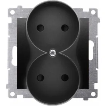 Elektrická zásuvka Kontaktovat-Simon Simon 54 B/U Plug Socket ze zprávy Dvojité (modul) 16a 250V šroubové svorky. Černá rohož pro S54 Premium DG2Mz.01/49 Snímky