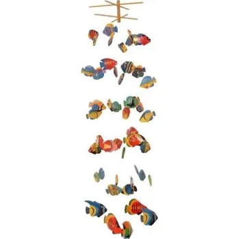 Zahradní dekorace Mobilní sada s různými rybami, 50 kusů, vyrobeno z albéského dřeva, zvonkohra
