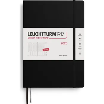 Diář Leuchtturm 1917, Týdenní sloupcový diář v pevné vazbě Leuchtturm 1917 2026 EN B5, černý - Formadore