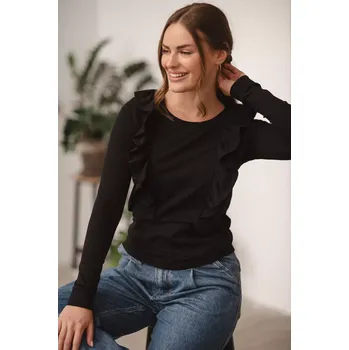 Kojící tričko, halenka Milky Waves Black, dl.rukáv