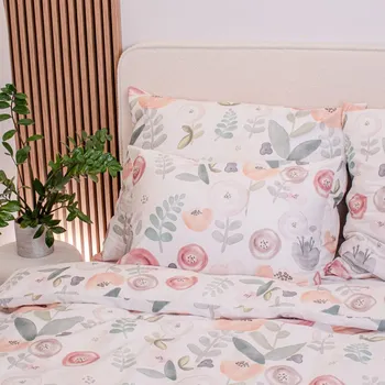 Bavlněný povlak na polštář 50x70 cm malované květiny Sara