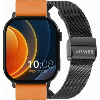 Náramek Chytré hodinky Gravity GT15-2 Oranžový silikonový řemínek + černý náramek NEPLATÍ