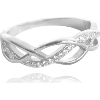 Prsten Stříbrný propletený prsten s čirými zirkony