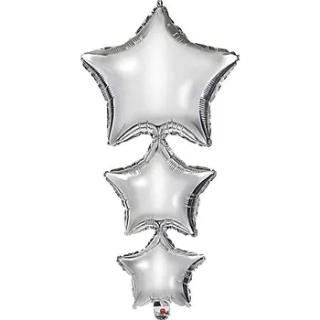 Procos Balónek fóliový propojené stříbrné hvězdy 96 cm