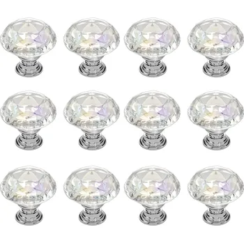 Vevor Knoflíky do skříně 12 ks, 31 mm akryl/slitina zinku, diamantové
