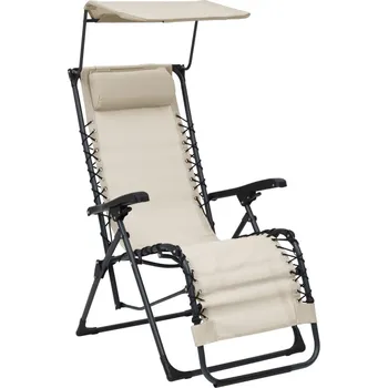 vidaXL Skládací zahradní křeslo textilen krémové