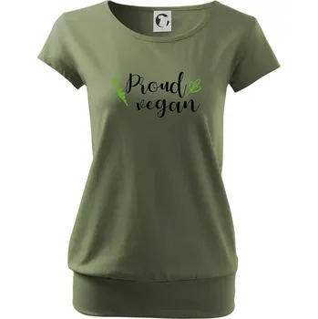 Dámské tričko Proud vegan - Volné triko city - S ( Khaki )