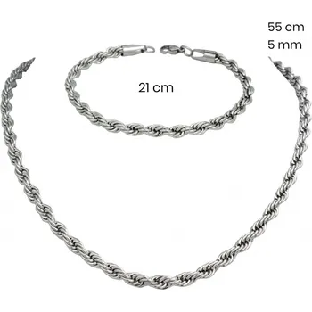 Souprava šperků Ocelový náhrdelník + náramek 24324855
