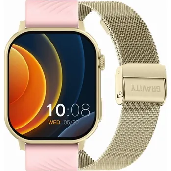 Chytré hodinky Chytré hodinky Gravity GT15-7 Růžový silikonový řemínek + zlatý náramek NEPLATÍ