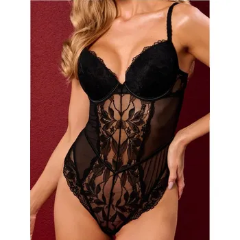 Body Sinsay - Krajkové push-up body z elastické síťoviny - černá - 516GV-99X - 516GV-99X-80C