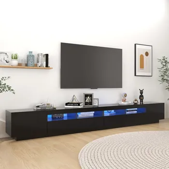 Televizní stolek vidaXL TV skříňka s LED osvětlením černá 300 x 35 x 40 cm